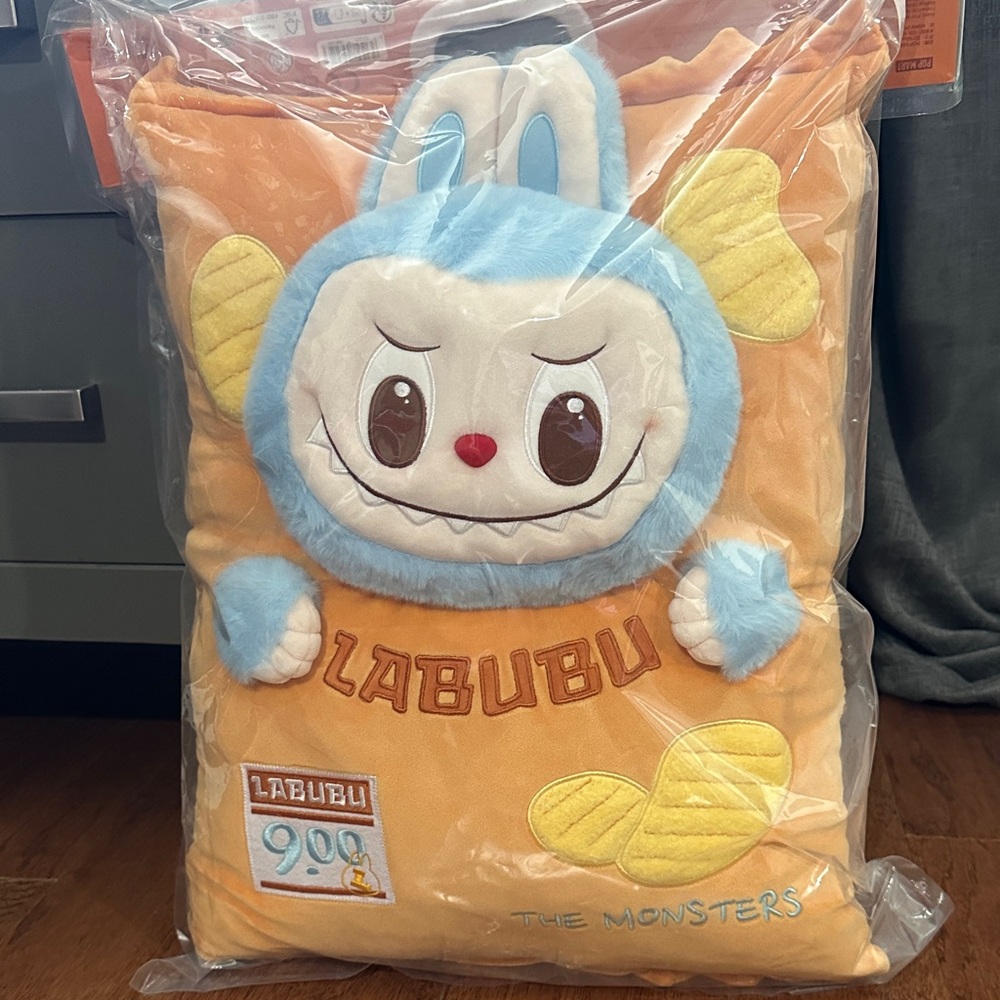 Labubu Orange and Blue Plush Pillow